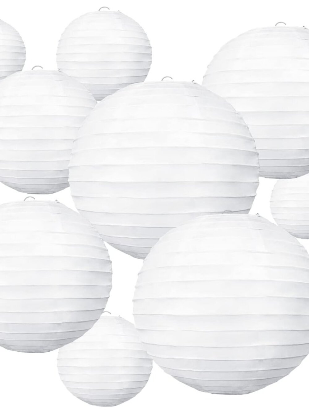 White Paper Lanterns 10Pcs 4/6/8/10/12 Inch Round Chinese Lamp